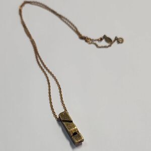 Brooklyn Charm Vintage Style Whistle Pendant Necklace Brass Tone